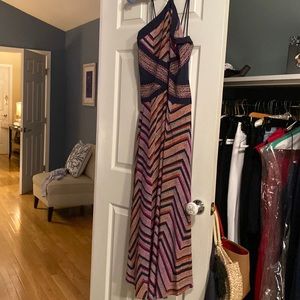 Maxi halter dress. Multi color. Back zip